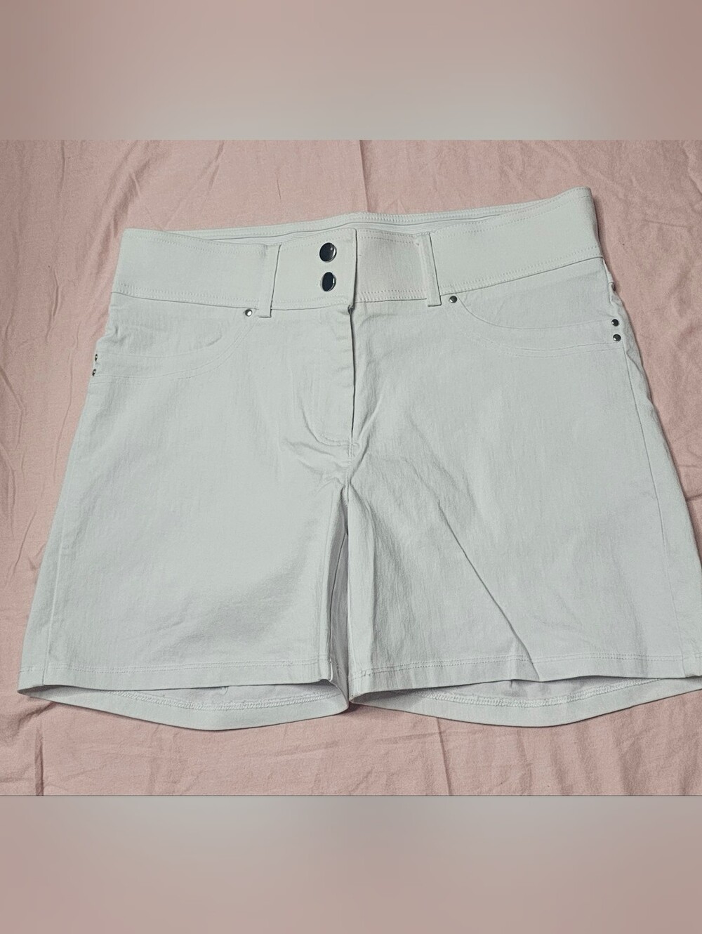89th & Madison White High-Waist Stretch Shorts White Size 10